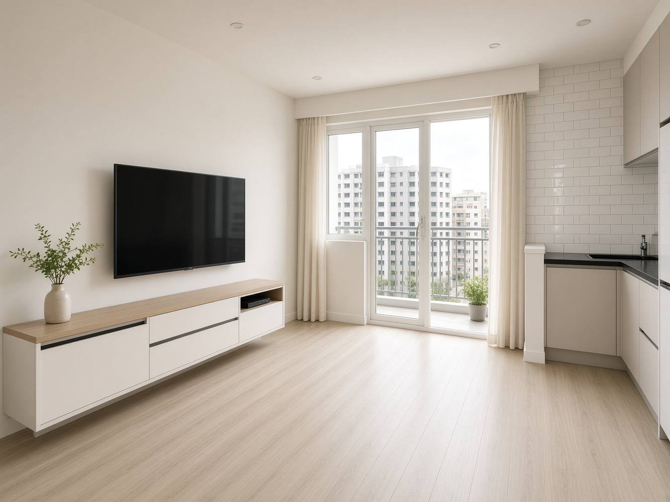 Singapore HDB living room prepared for viewing